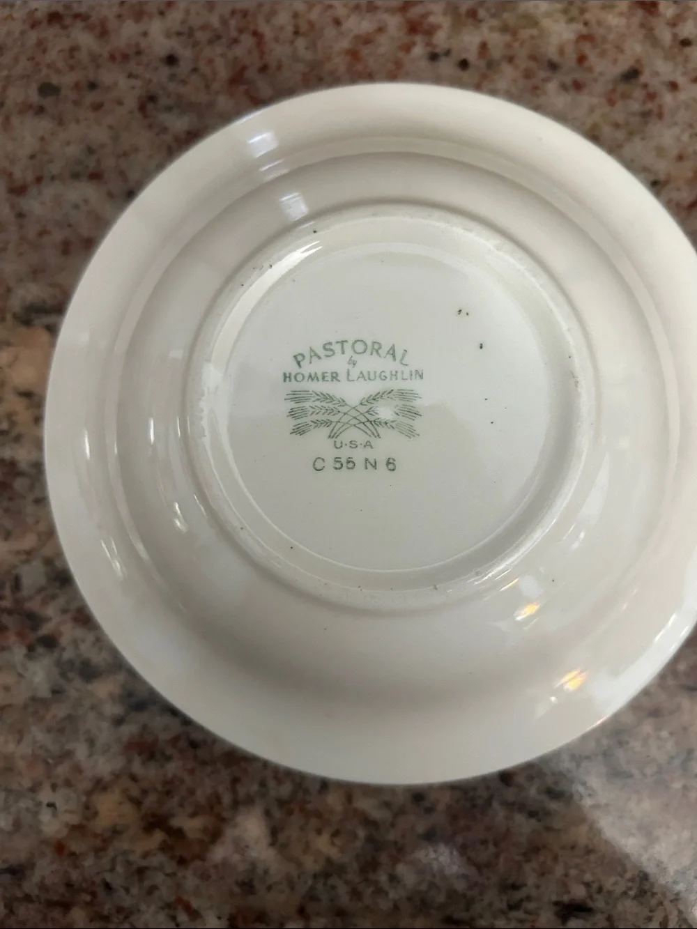 Vintage Homer Laughlin Ceramic Serving Bowl w/Green Winter Countryside Scene